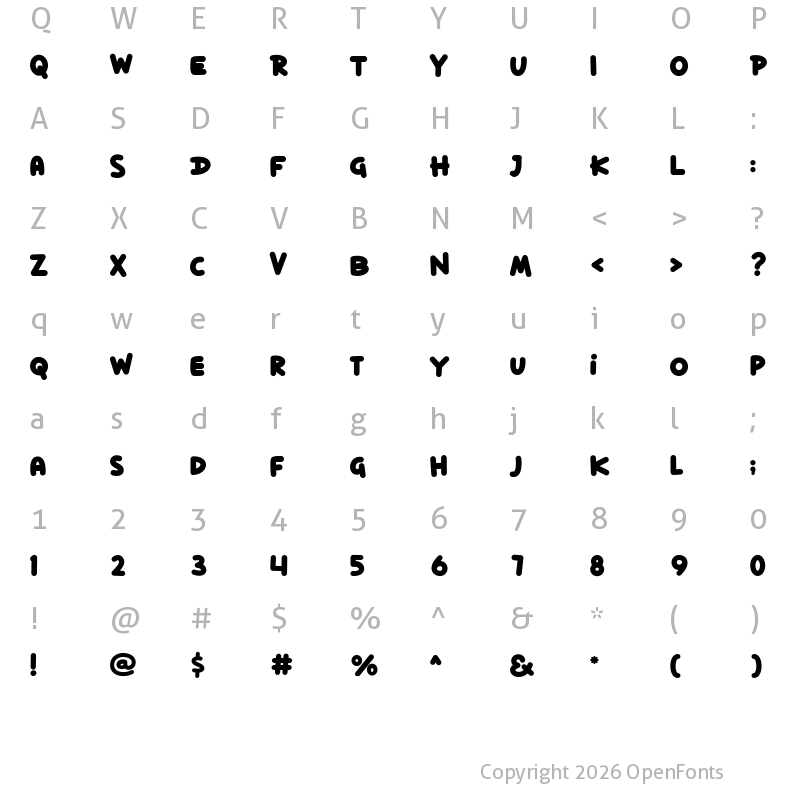 Character Map of Dilo World Regular