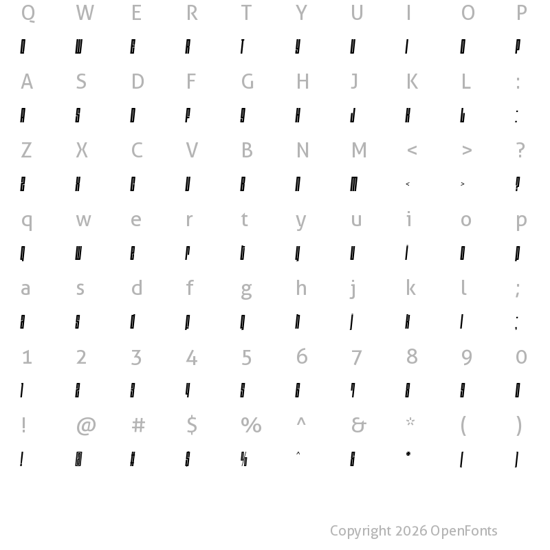 Character Map of Dimensions 400I
