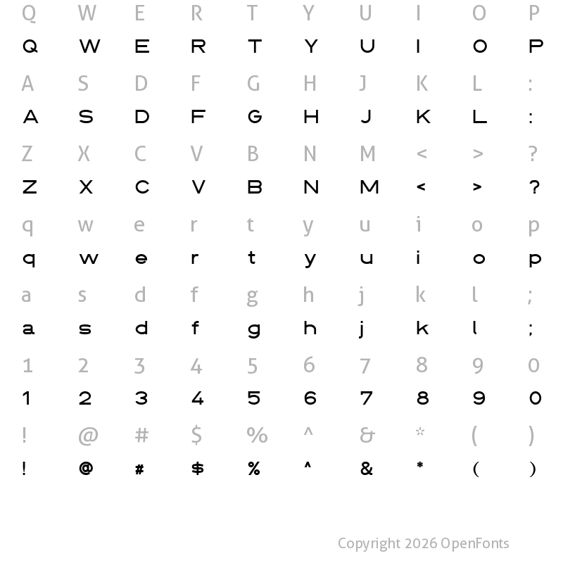 Character Map of DIN 1451 fette Breitschrift 1936 Regular