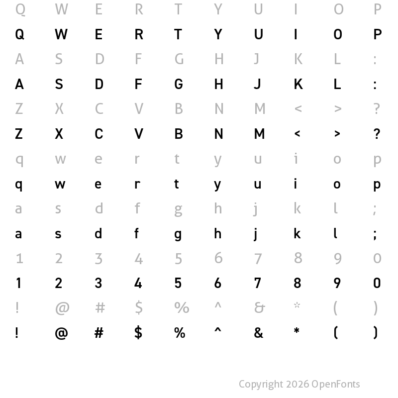 Character Map of DIN 2014 Demi