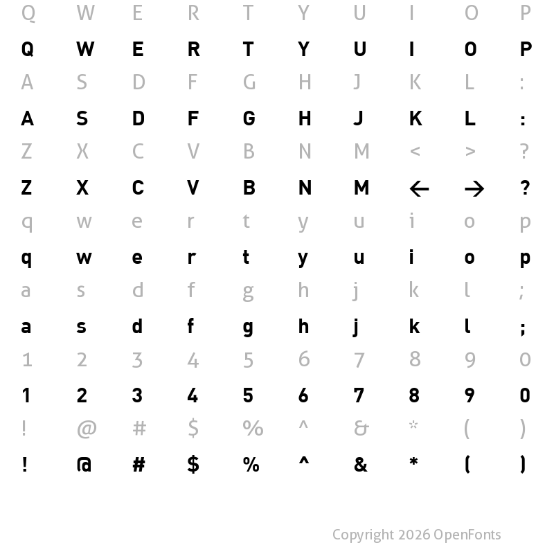 Character Map of DIN Bold