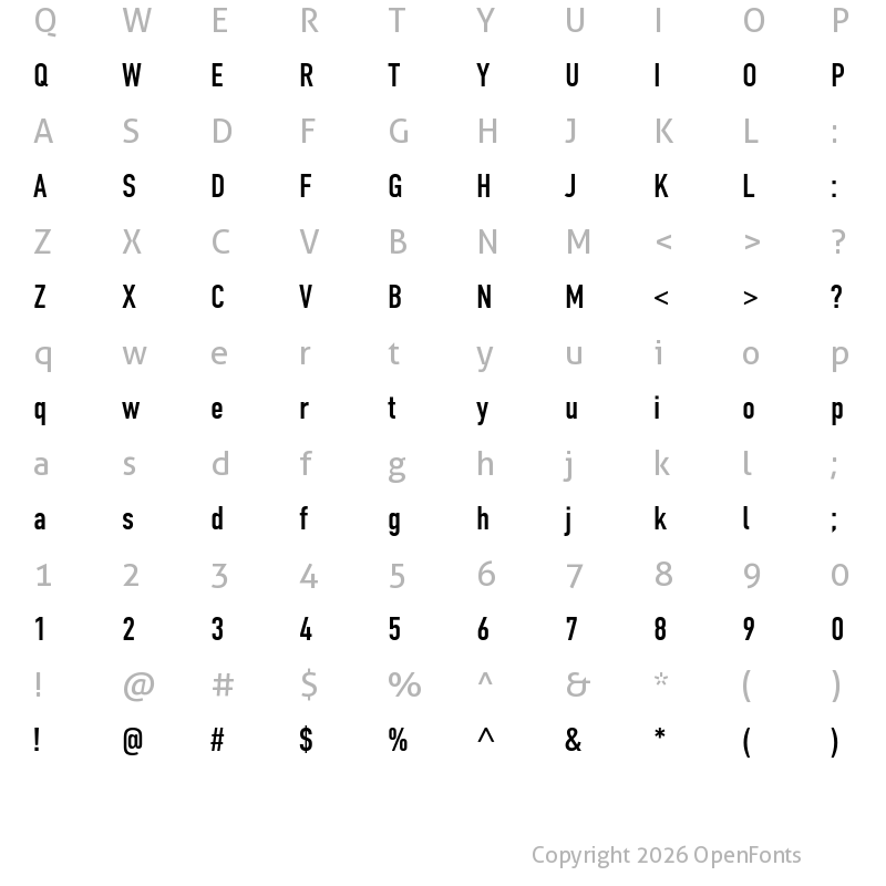 Character Map of DIN Condensed VF Regular