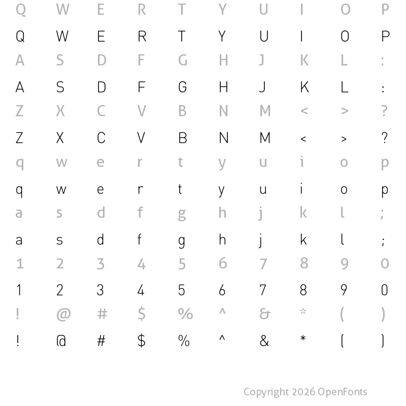 Character Map of DIN Round Pro Light