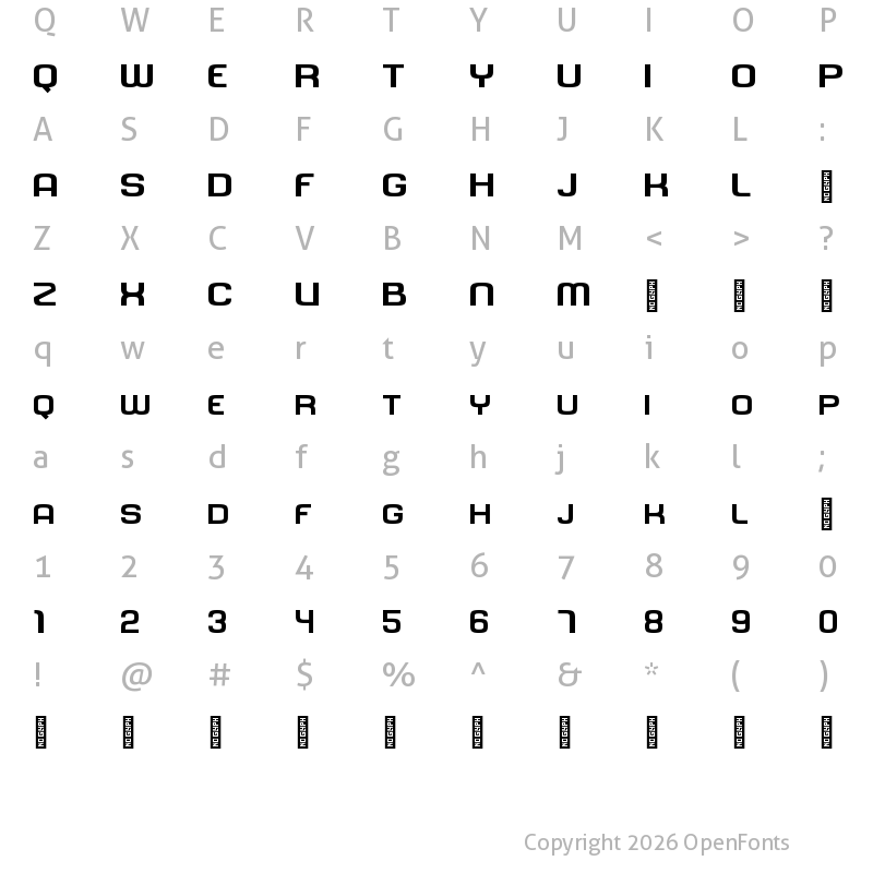 Character Map of Dinamika Bold