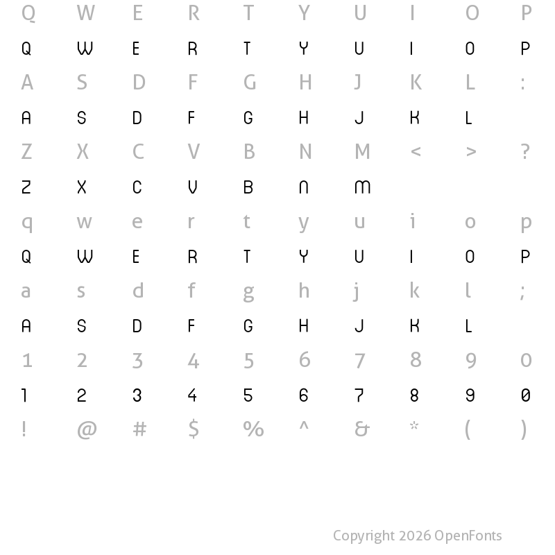 Character Map of DINASTI Regular