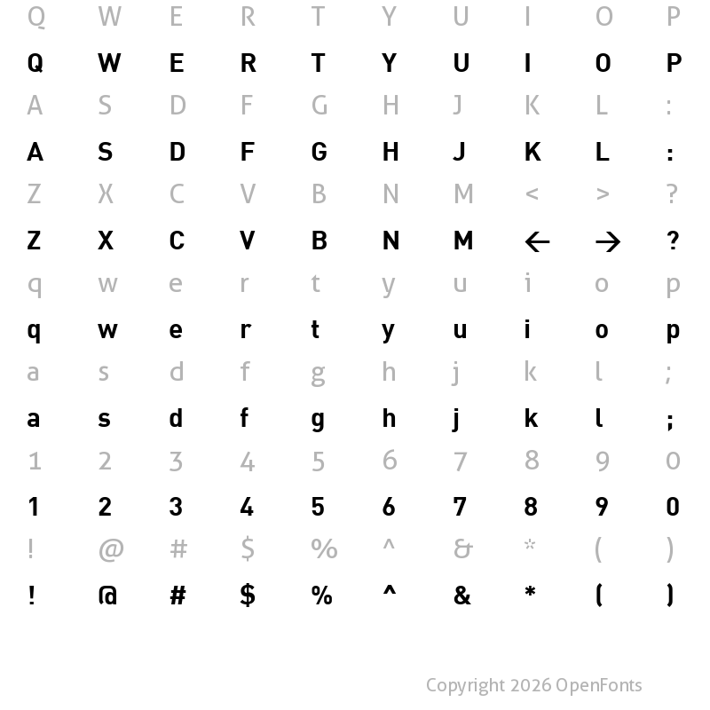 Character Map of DINbek Bold Regular