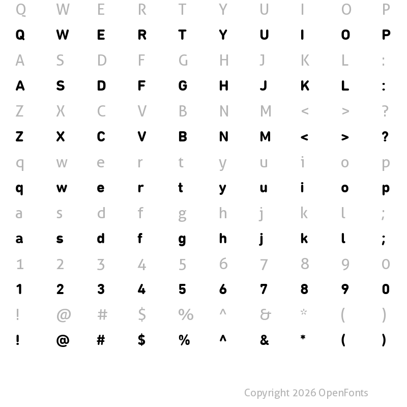 Character Map of DINNextRoundedLTW01-Bold Regular