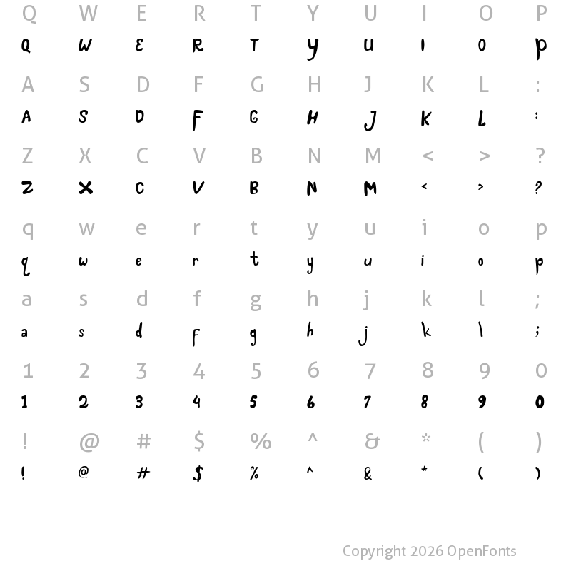 Character Map of Dinosans Regular