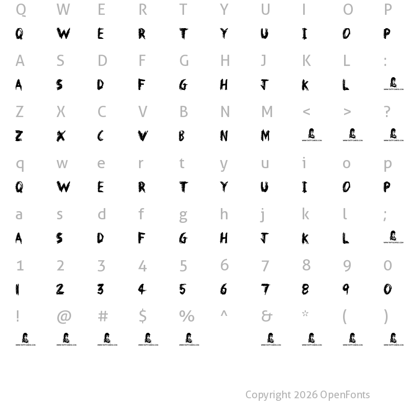Character Map of Dinosaur Regular