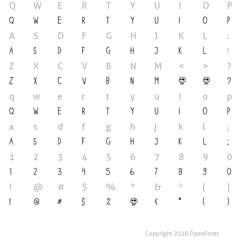 Character Map of DINSKI CASUAL CONDENSED Regular