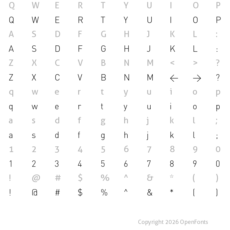 Character Map of DIN[T] Light
