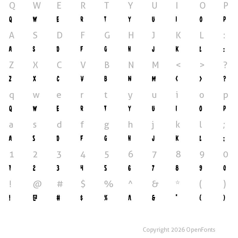 Character Map of Dire Wolf Condensed Condensed