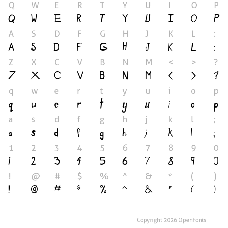 Character Map of Dirty Duo Regular