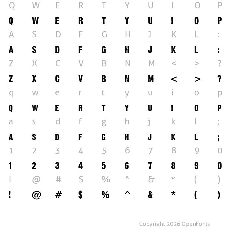 Character Map of Dirty Headline Regular