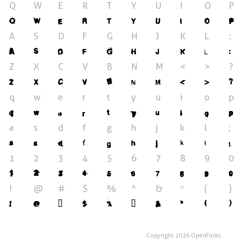Character Map of Dirty Liar Regular
