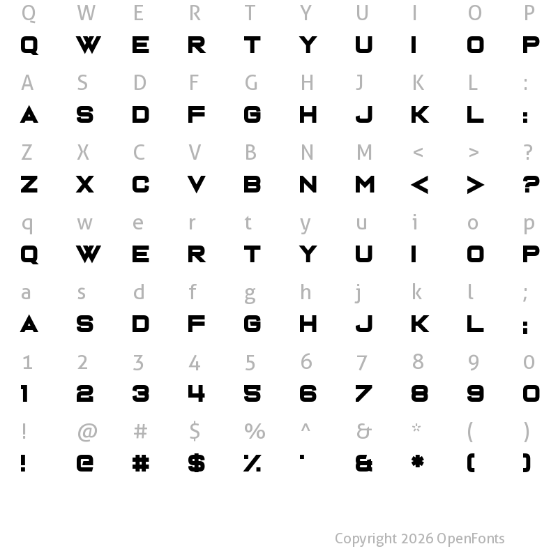 Character Map of Dispence Regular