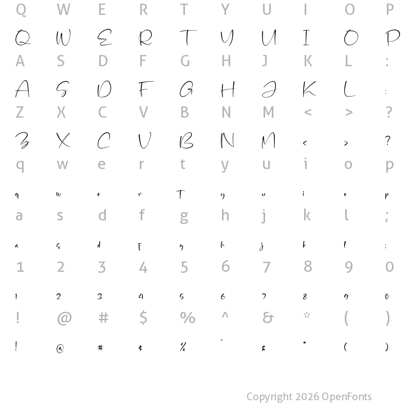 Character Map of Display Signatera Regular
