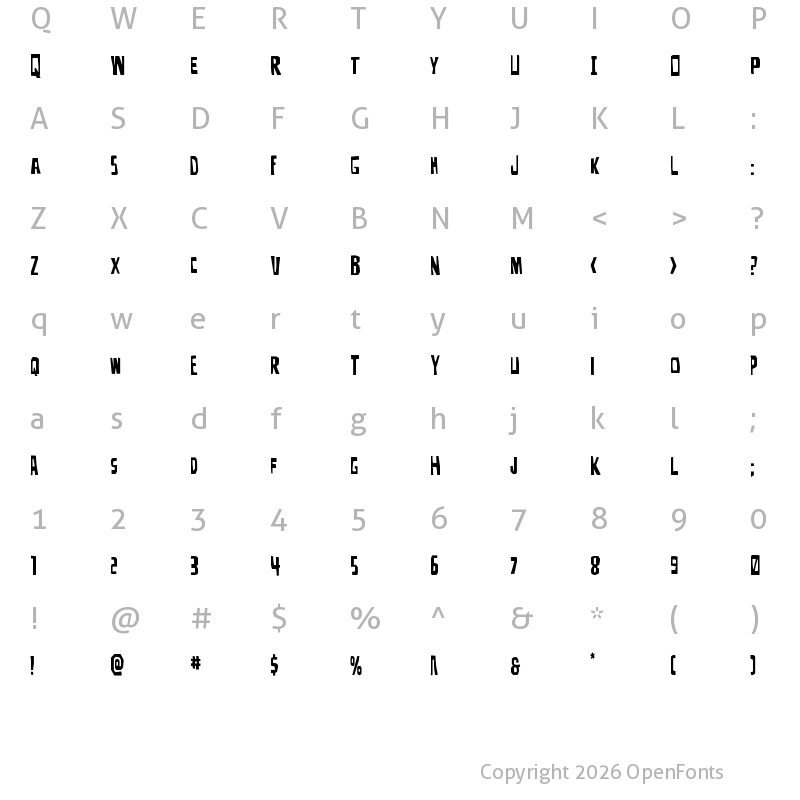 Character Map of Disturbia Regular
