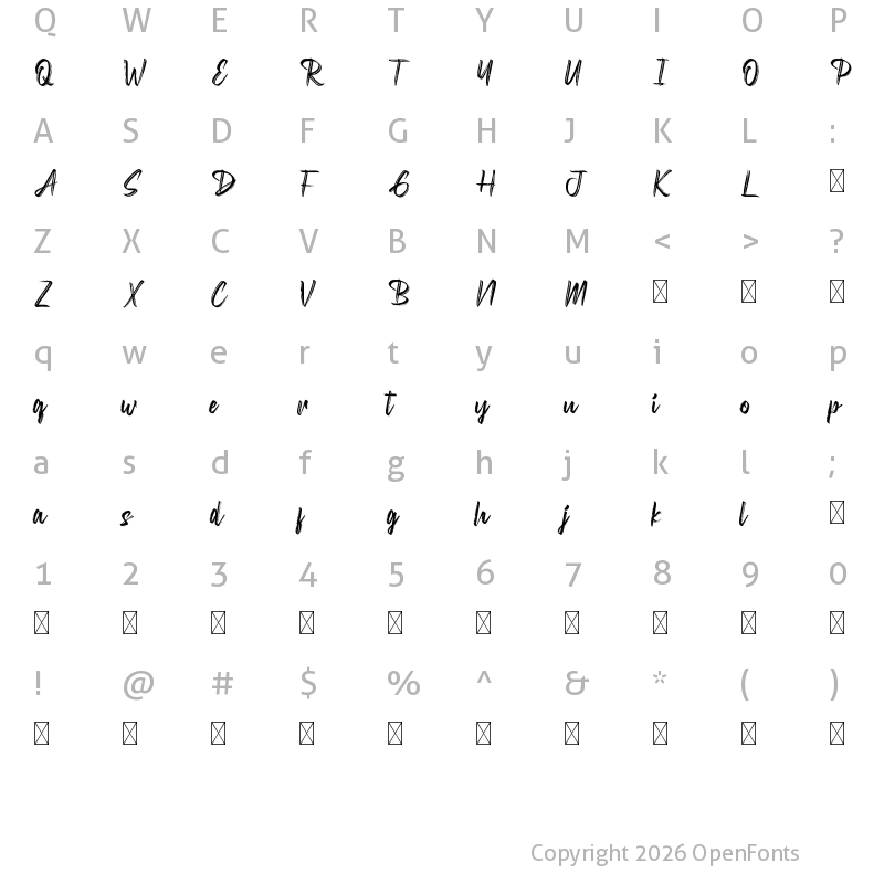 Character Map of Diswatika Demo Regular