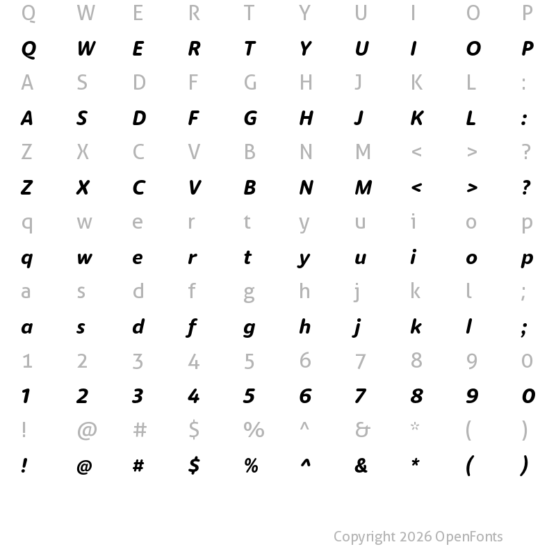Character Map of Dita Bold Italic