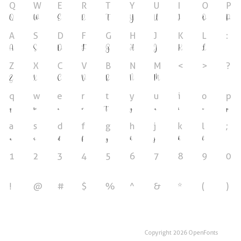 Character Map of Ditta Missalle Regular