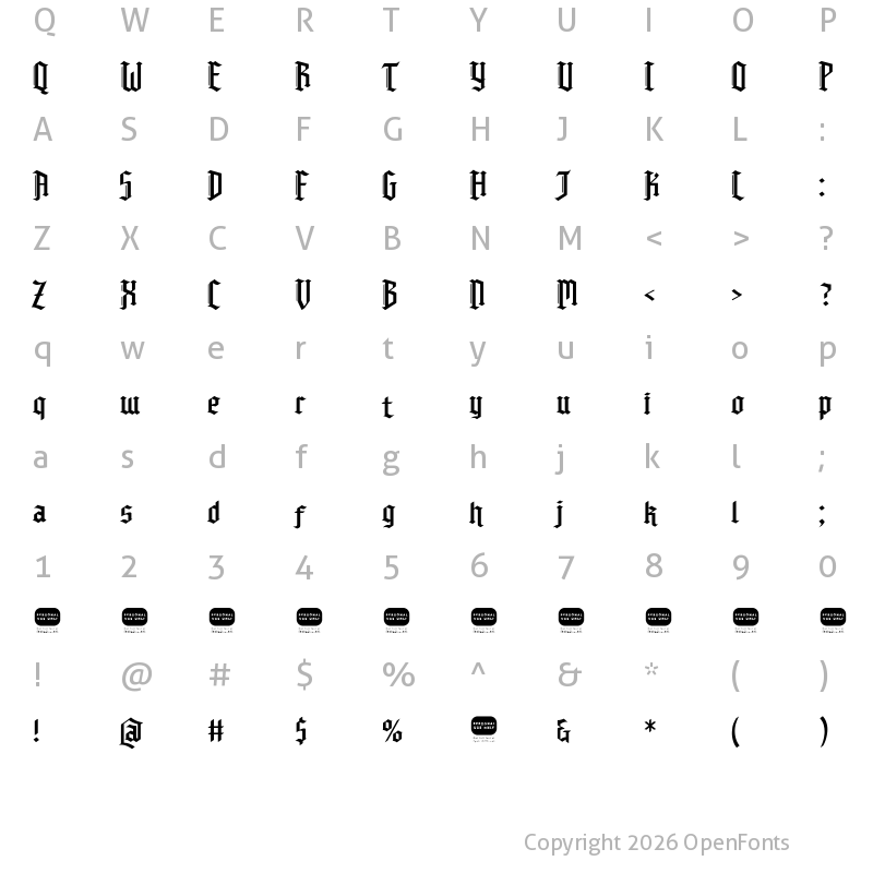 Character Map of Ditty Regular