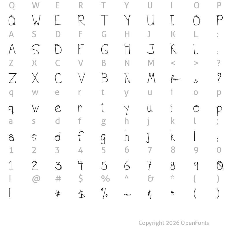 Character Map of DJB FOR ANNIE Regular