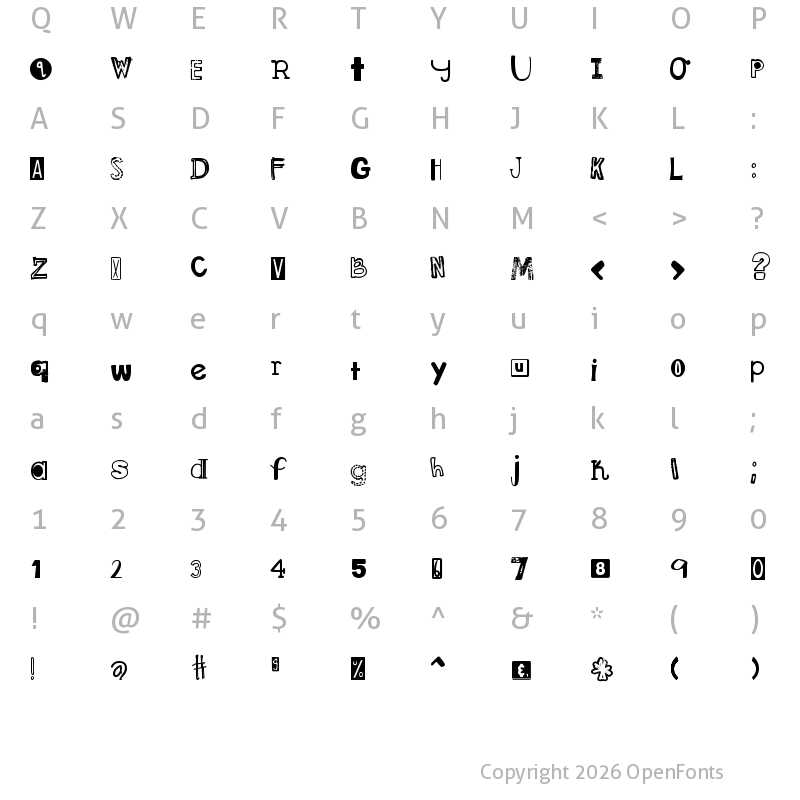 Character Map of DJB Ransom Note Messy Regular