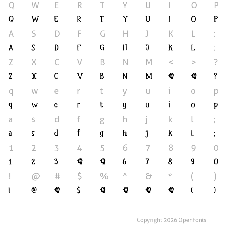 Character Map of DK Headlock Regular