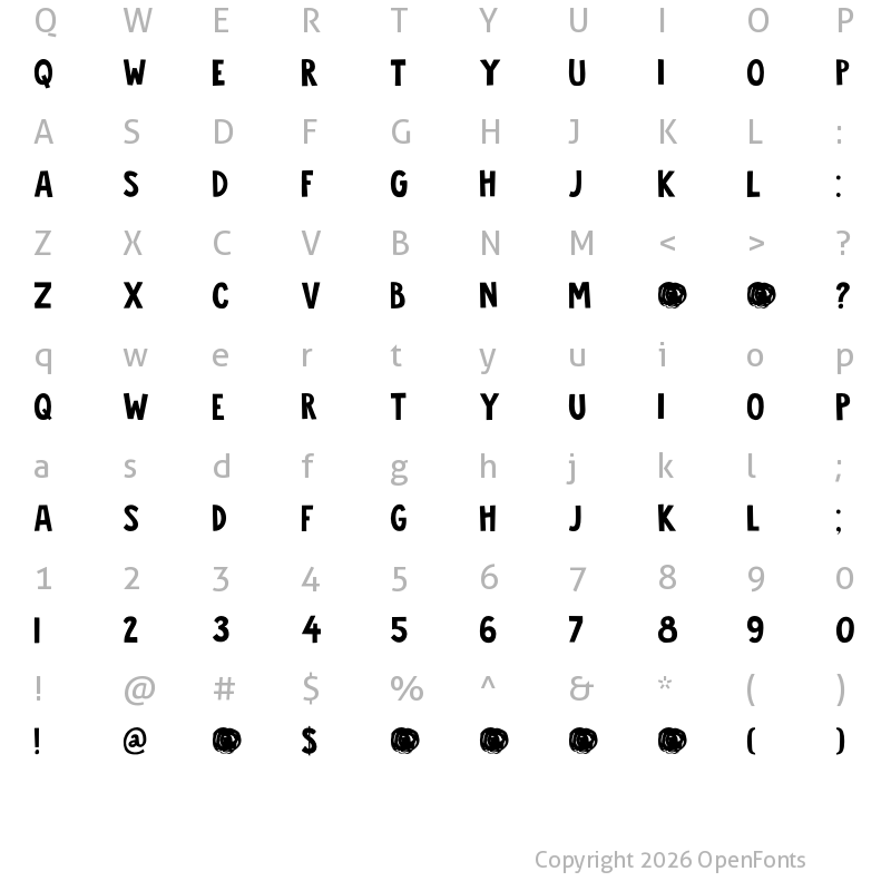 Character Map of DK Jalebi Regular