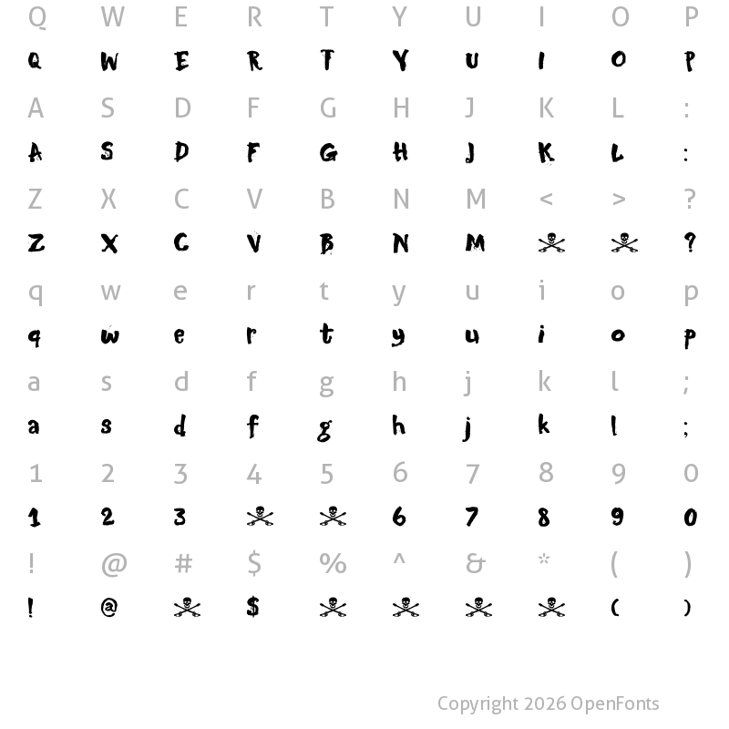 Character Map of DK Motley Crew Regular