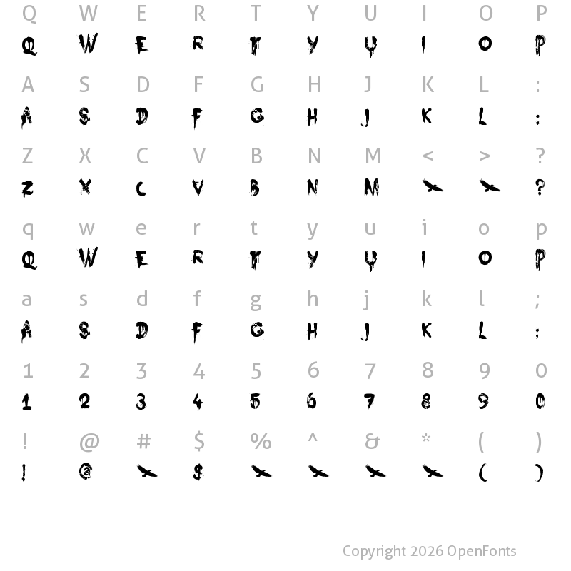 Character Map of DK Nightbird Regular