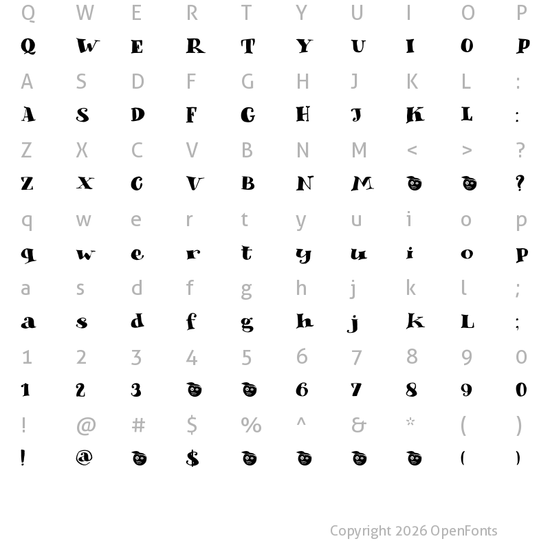 Character Map of DK Phantom Peach Regular