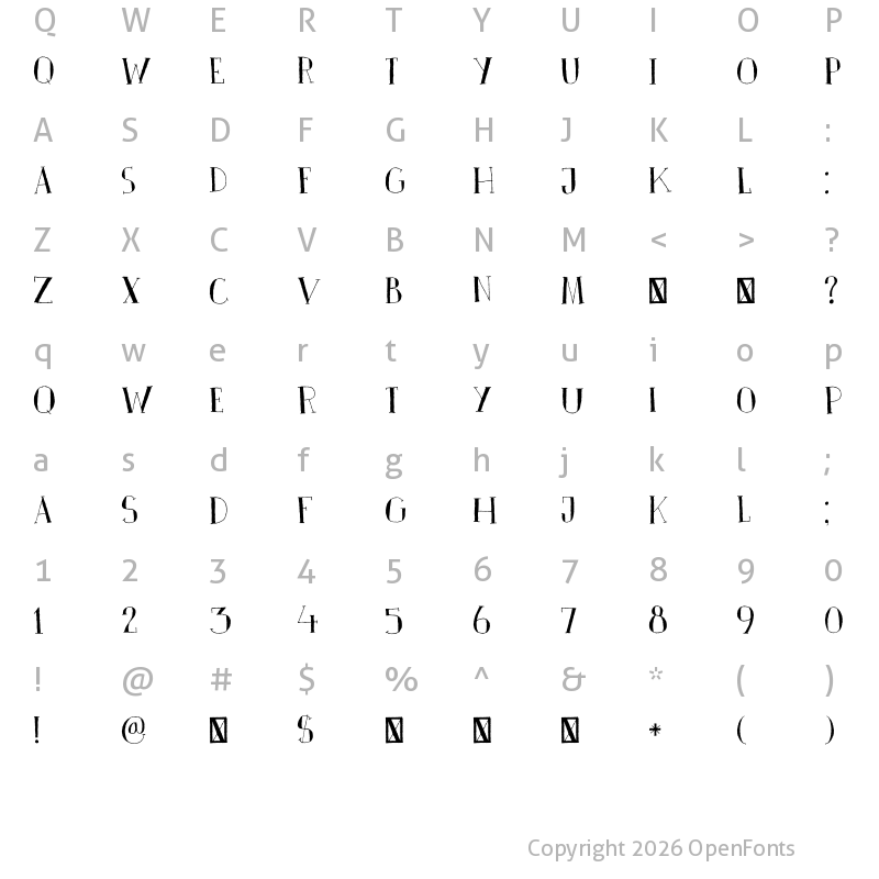 Character Map of DK Pinkus Regular