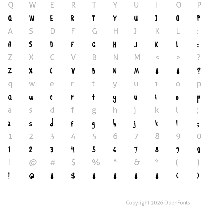 Character Map of DK Rabbit On The Moon Regular