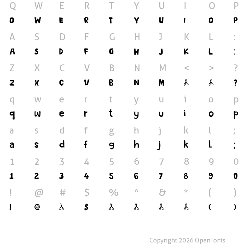 Character Map of DK Snippity Snap Regular