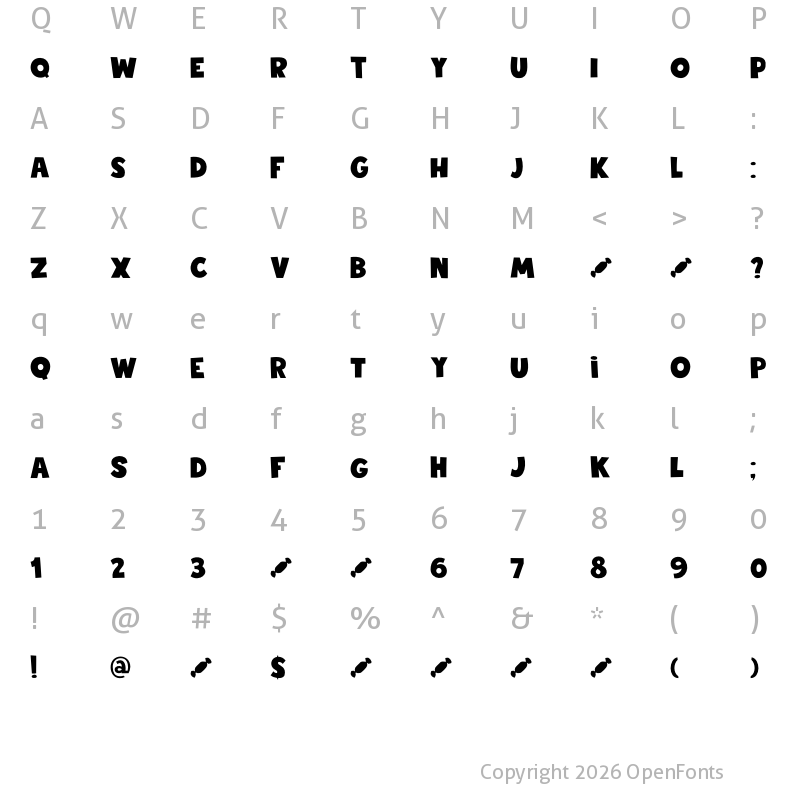 Character Map of DK Sticky Toffee Regular