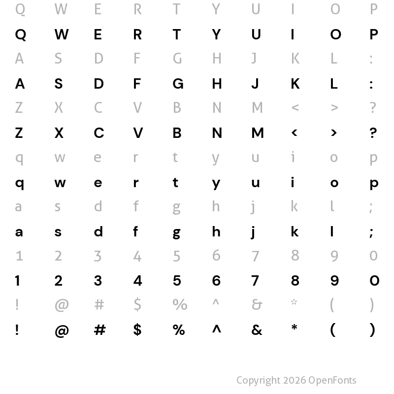Character Map of DM Sans Bold