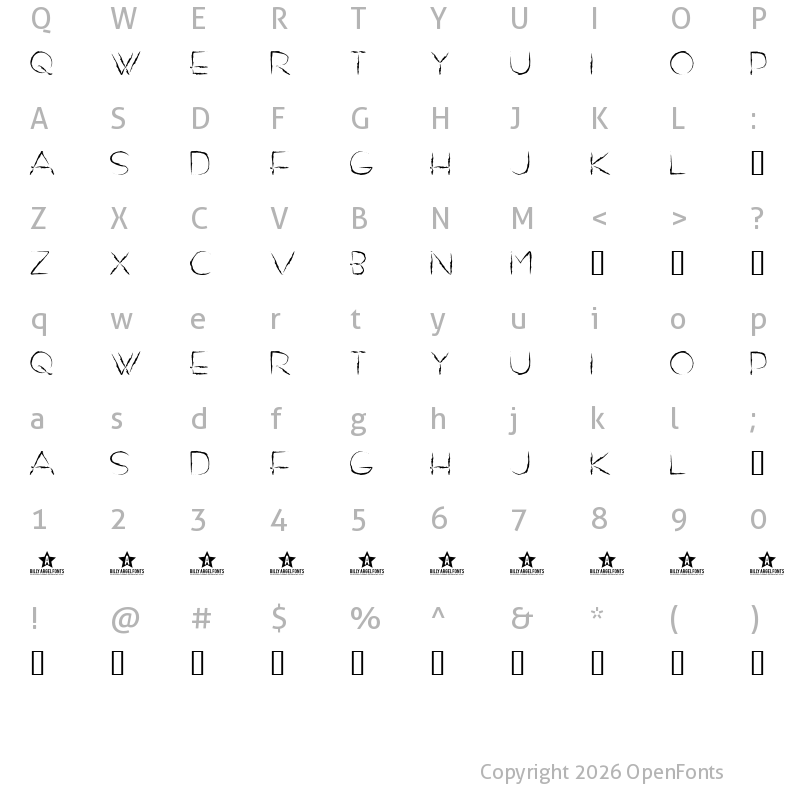 Character Map of DO NOT EXIST Regular