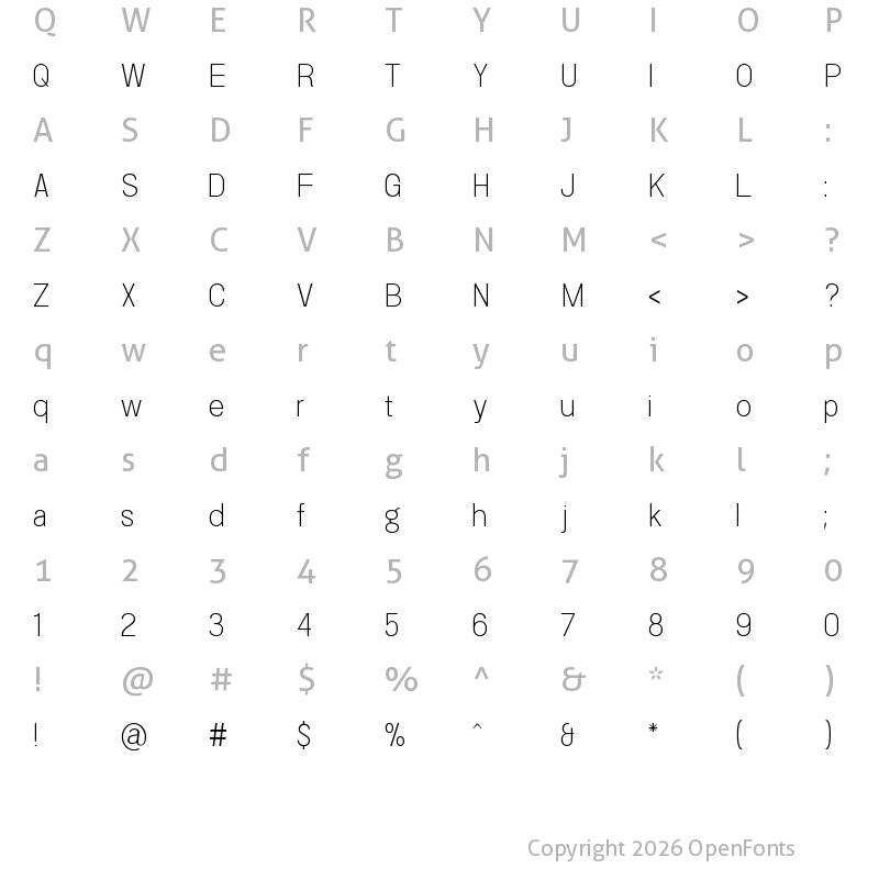 Character Map of Doboto Thin