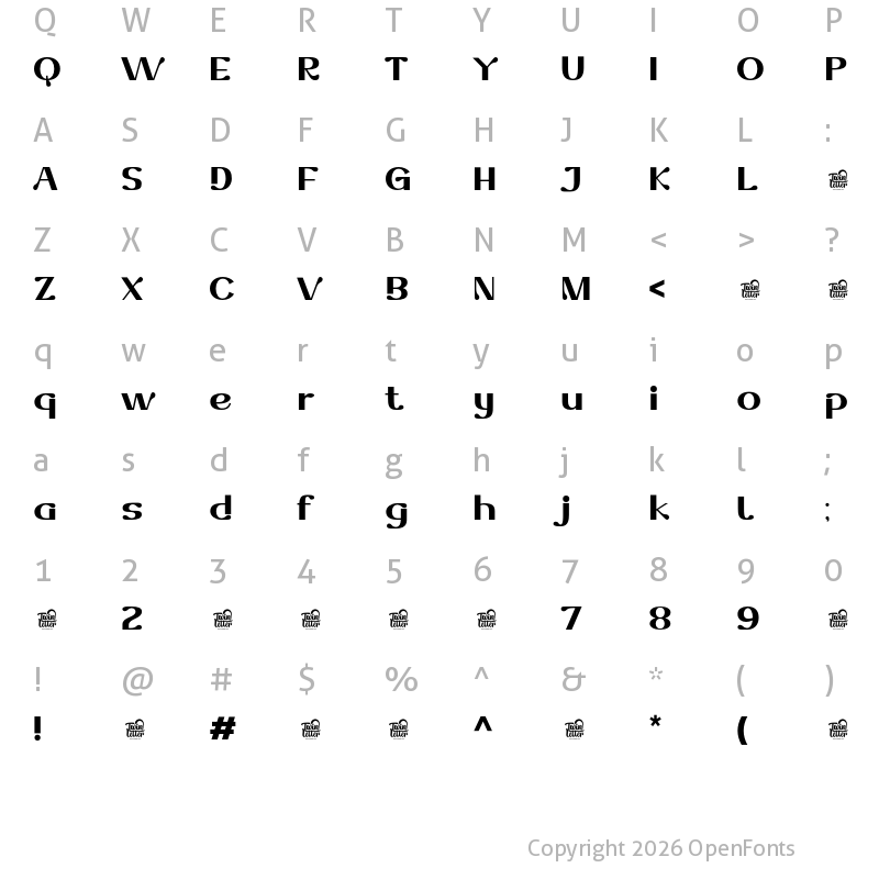 Character Map of Dofend Extra Bold