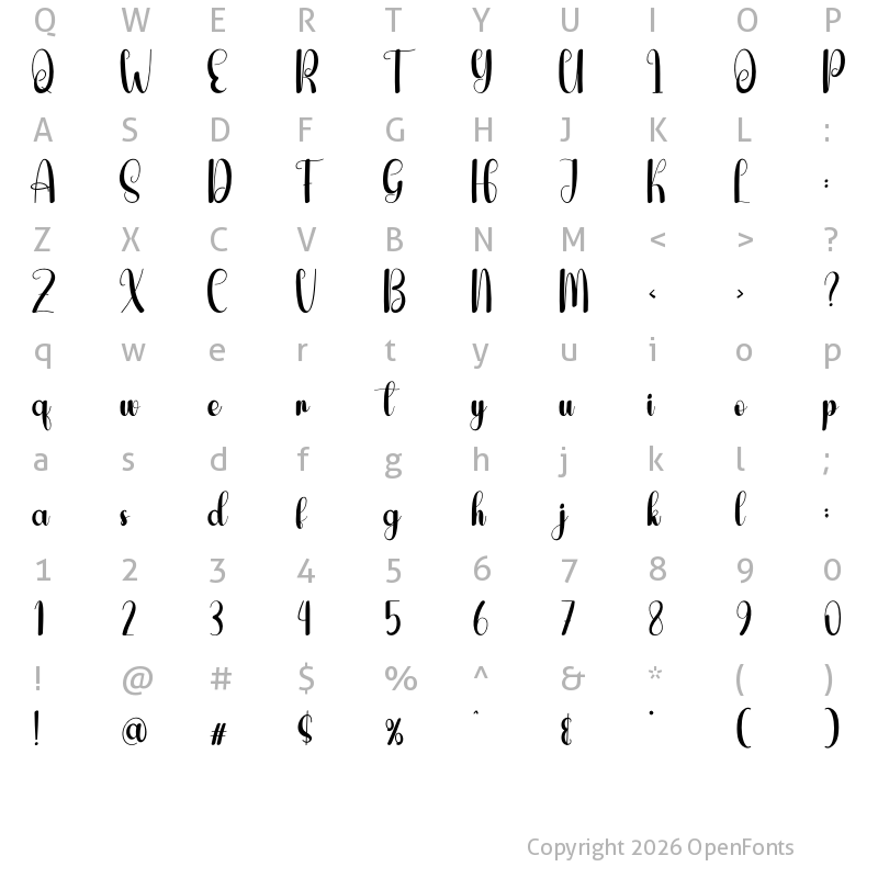 Character Map of Doingline Regular