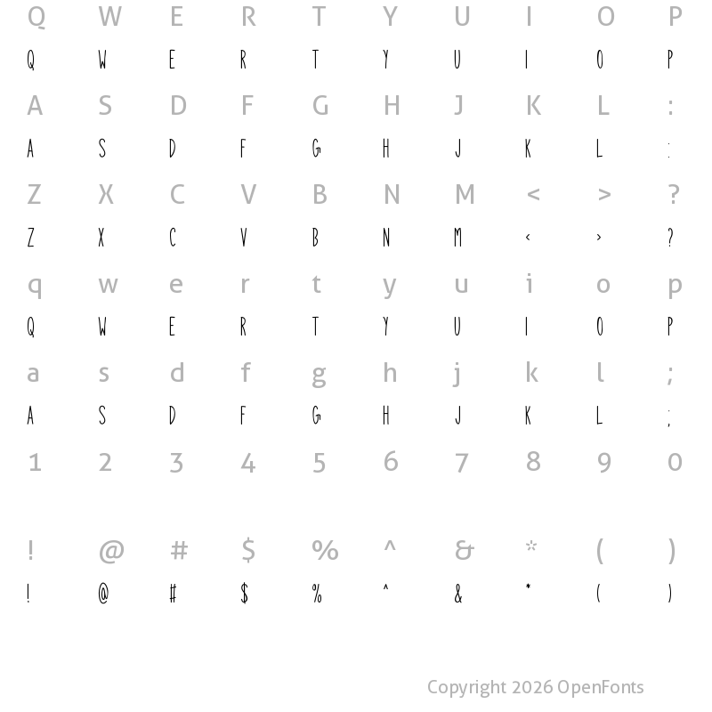 Character Map of Dokrak Regular