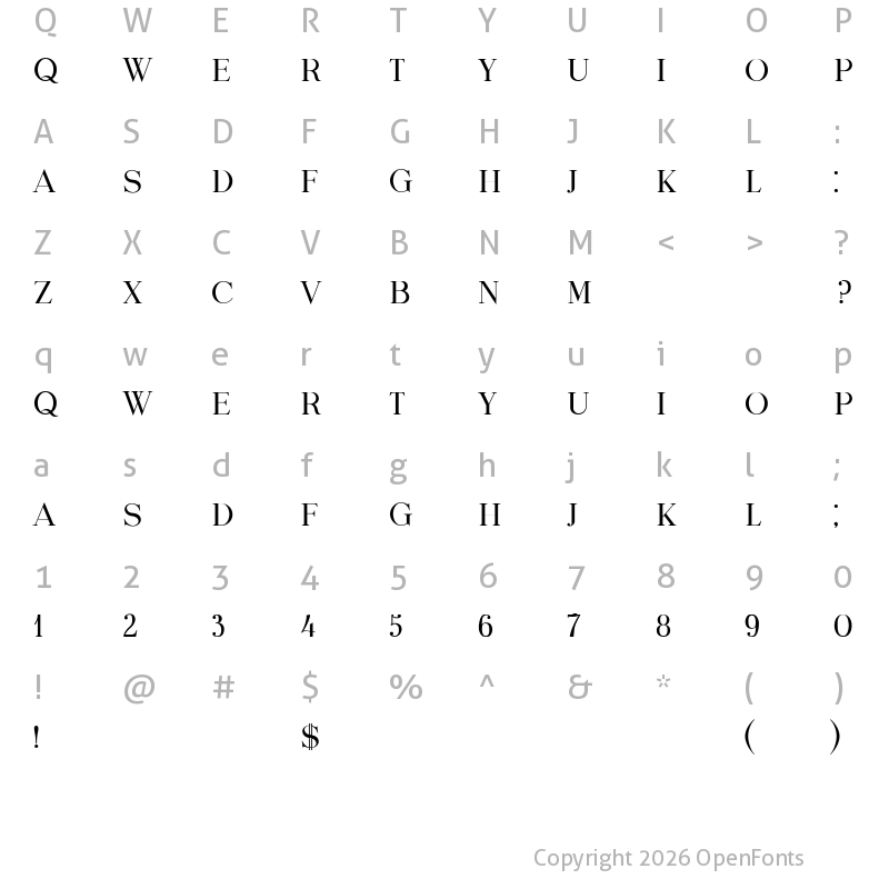 Character Map of Dolce Regular