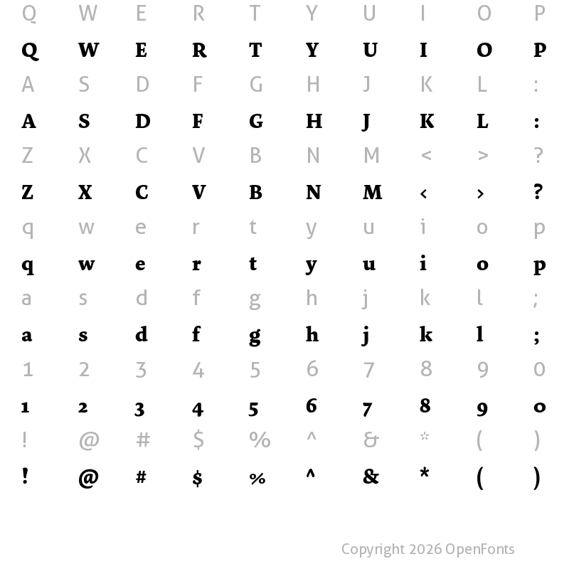 Character Map of Dolly Pro Bold