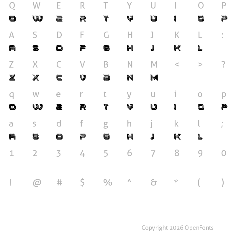 Character Map of Dommage Regular