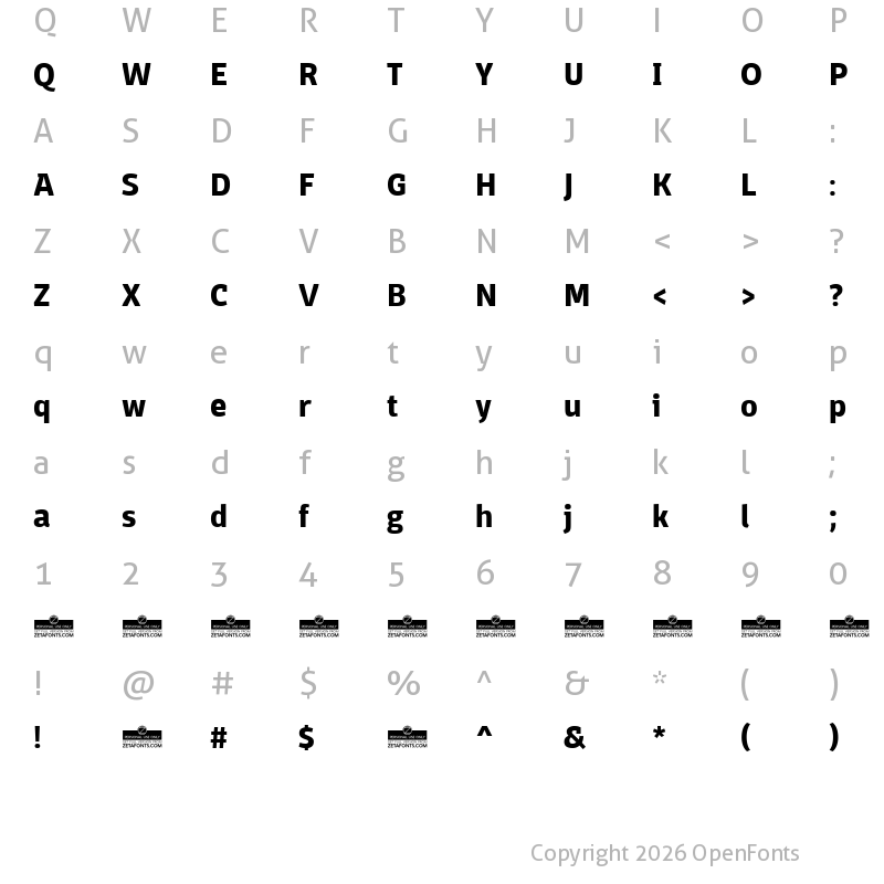 Character Map of Domotika Trial Bold