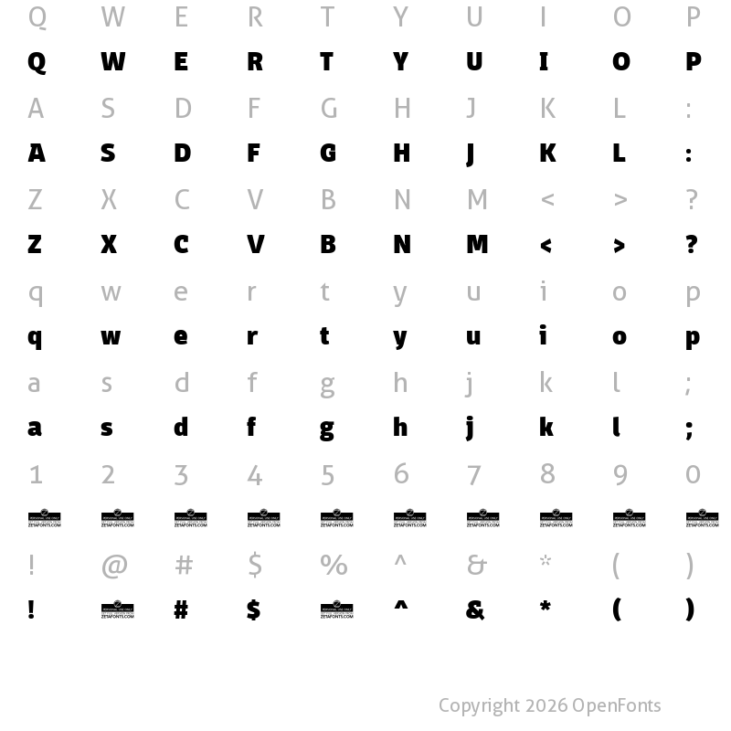 Character Map of Domotika Trial Heavy