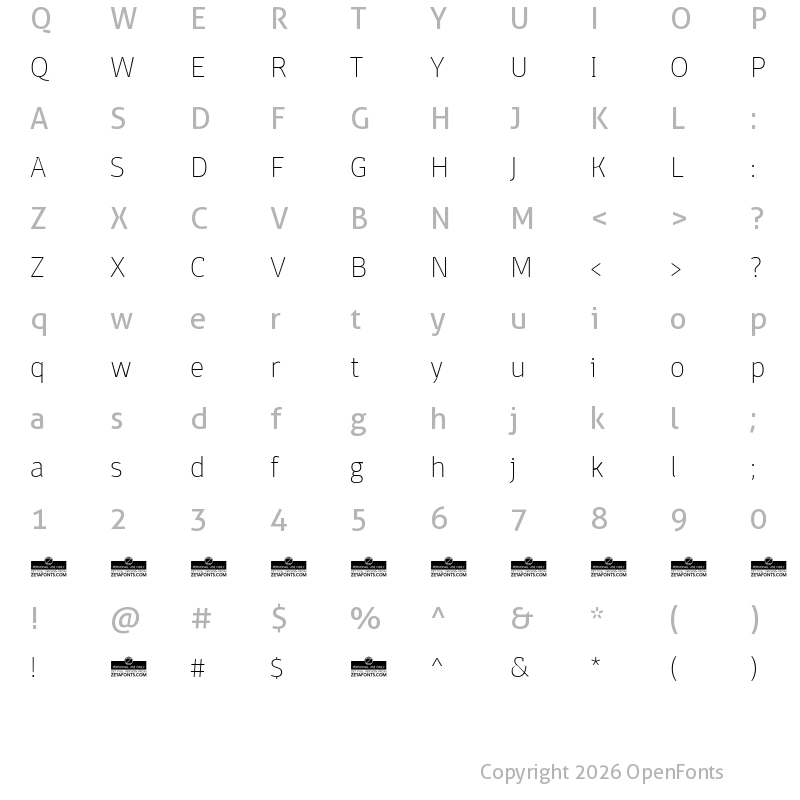 Character Map of Domotika Trial Thin
