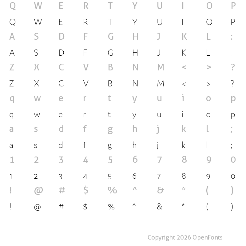 Character Map of Domus Extralight